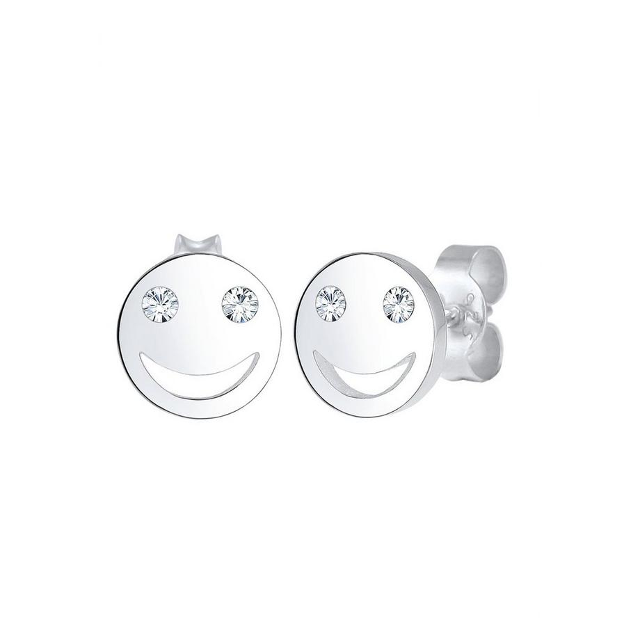 Boucles d'Oreilles Femmes Clous D'oreilles Smile Visage Avec Cristal