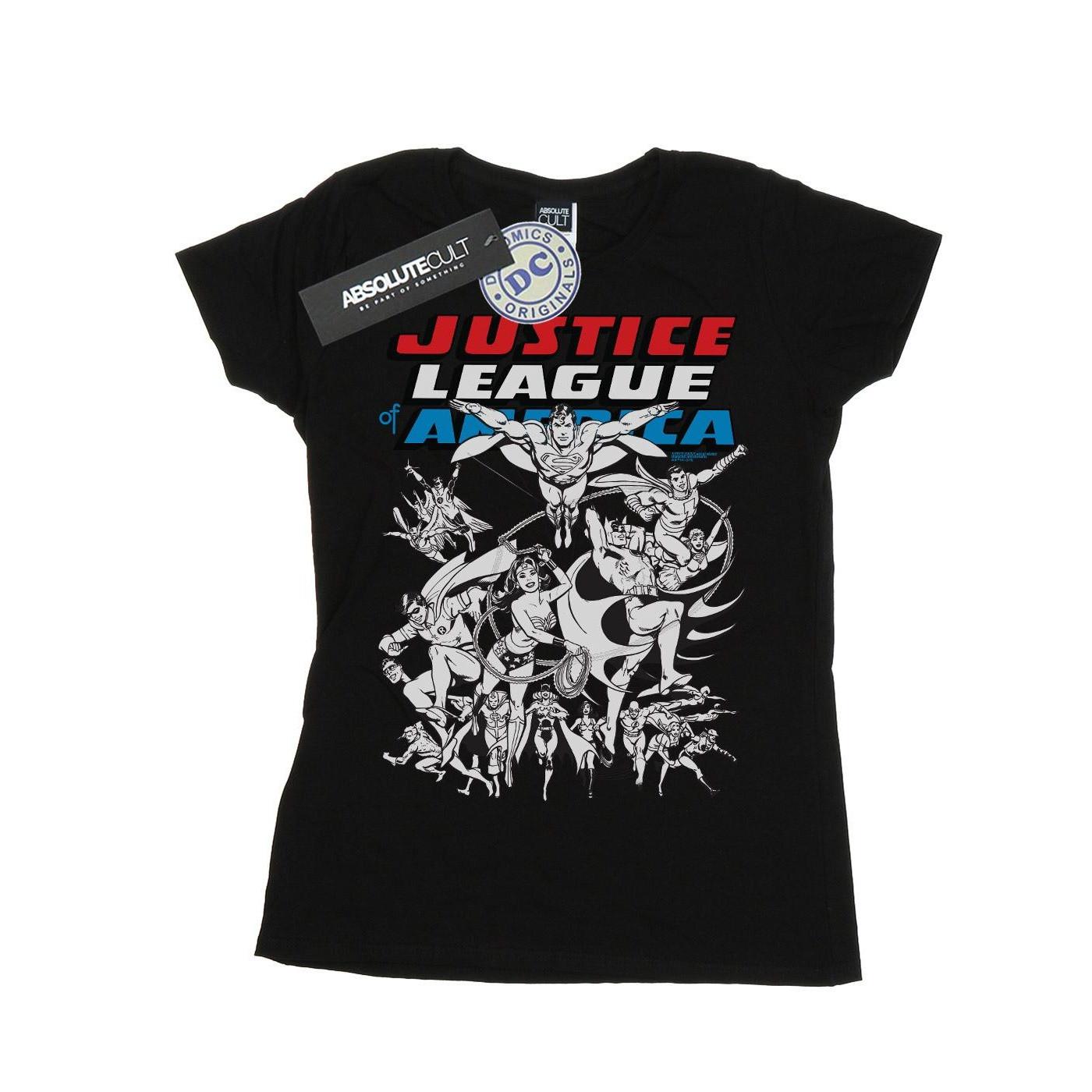 Image of Justice League Mono Action Pose Tshirt Damen Schwarz XL