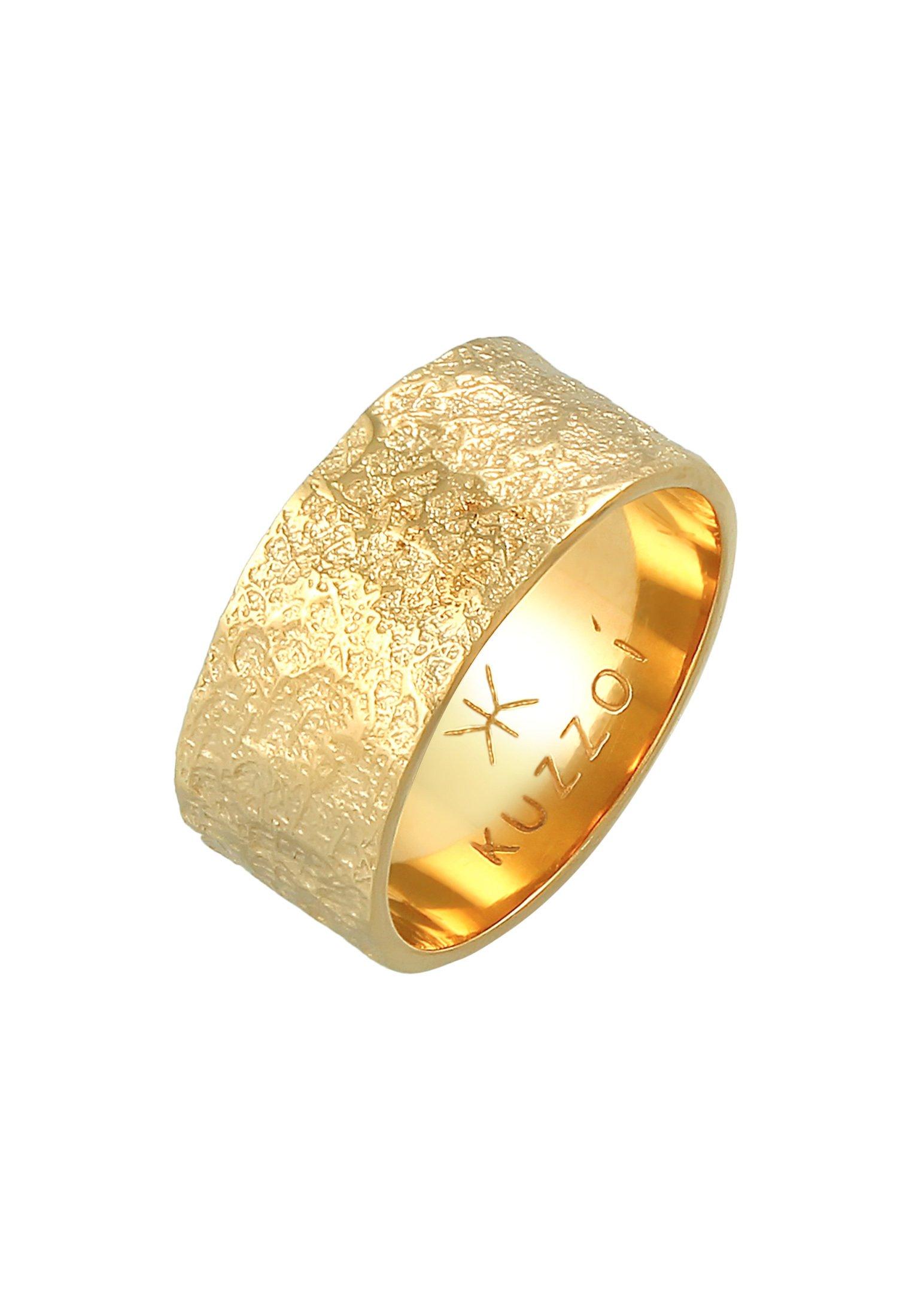 Image of Ring Bandring Organic Struktur 925 Silber Damen Gold 58mm