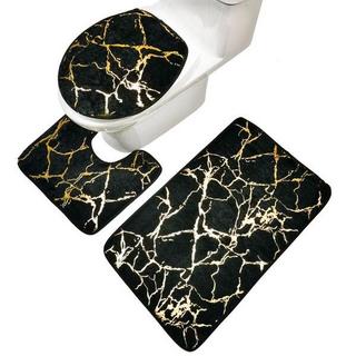 Northio Ensemble de tapis de bain, 3 pièces - Noir / Or  