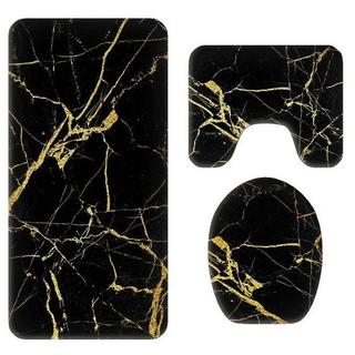 Northio Ensemble de tapis de bain, 3 pièces - Noir / Or  