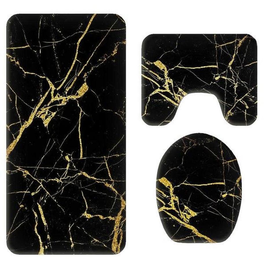 Northio Ensemble de tapis de bain, 3 pièces - Noir / Or  