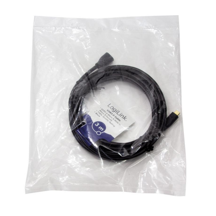 LogiLink  Verlängerungskabel MicroUSB 3m 