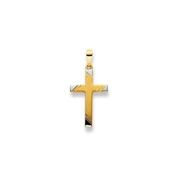 Pendentif croix bicolore jaune/blanc or 750, 30x14mm