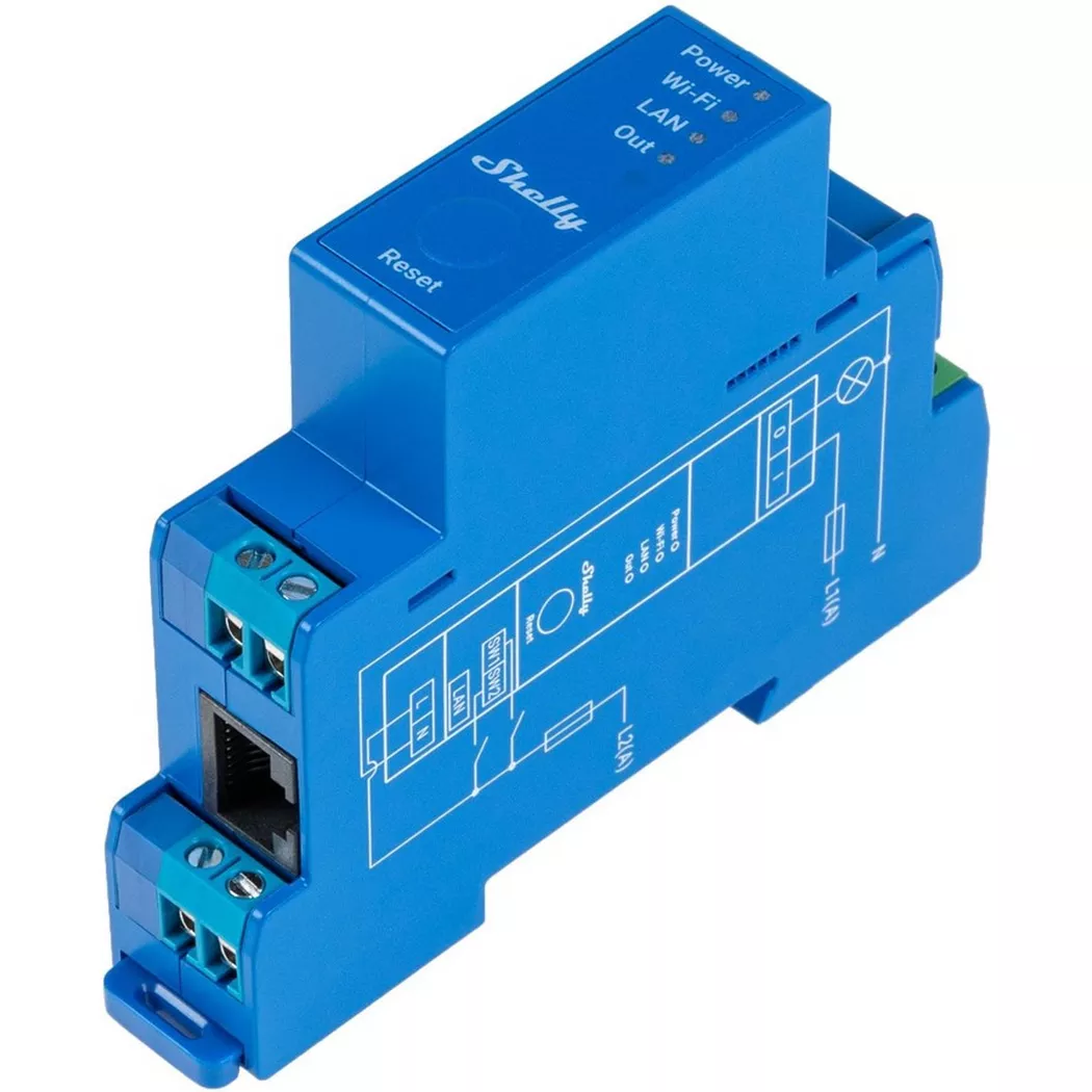 Shelly Pro 1 Hutschienenrelais Bluetooth, Wi-Fi