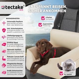 Tectake  Siège auto pour chien Milow, rembourré, avec laisse de sécurité 