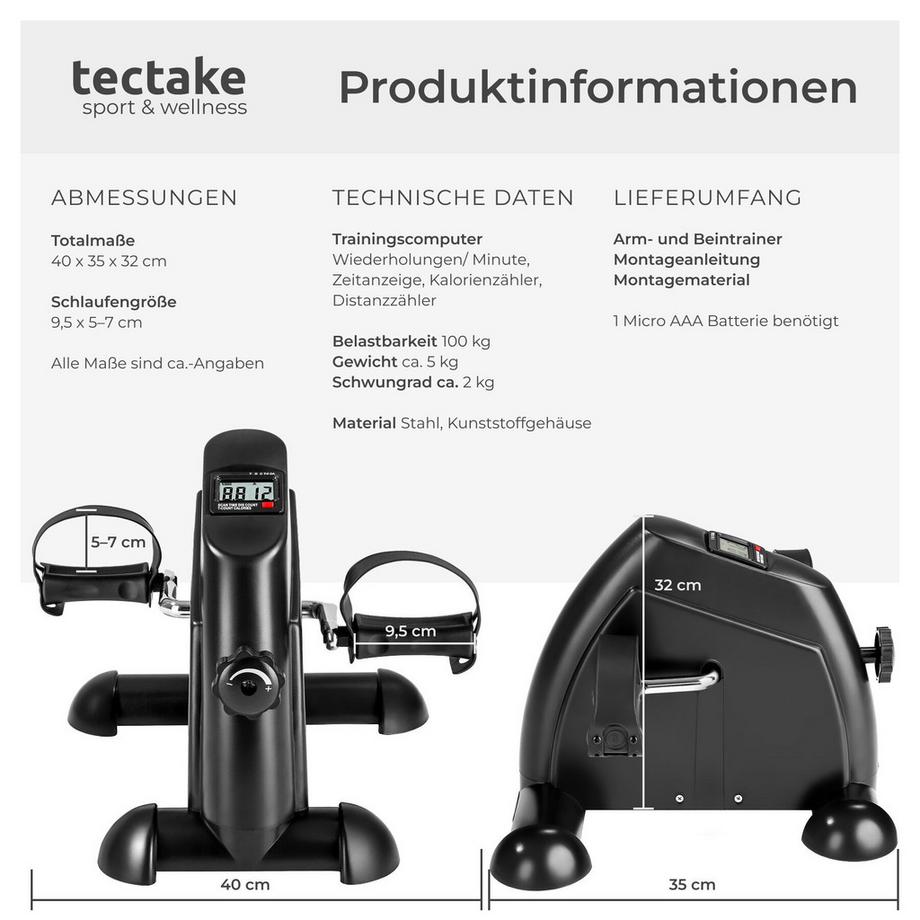 Tectake  Mini Bike  Für Beine und Arme mit Pedalriemen 