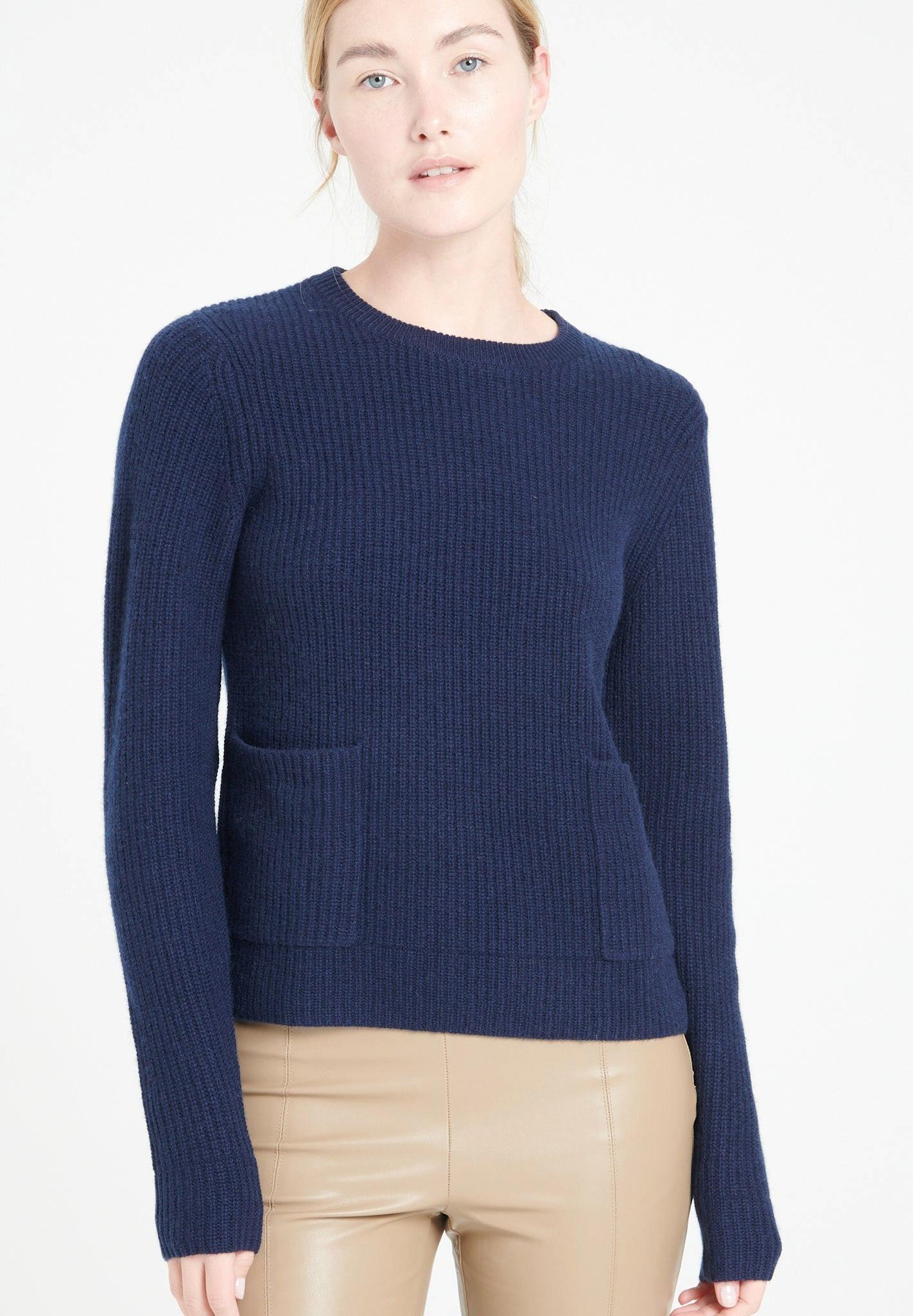 Image of Lilly 32 Pullover Rundhalsausschnitt 4 Fäden - 100% Kaschmir Damen Marine M