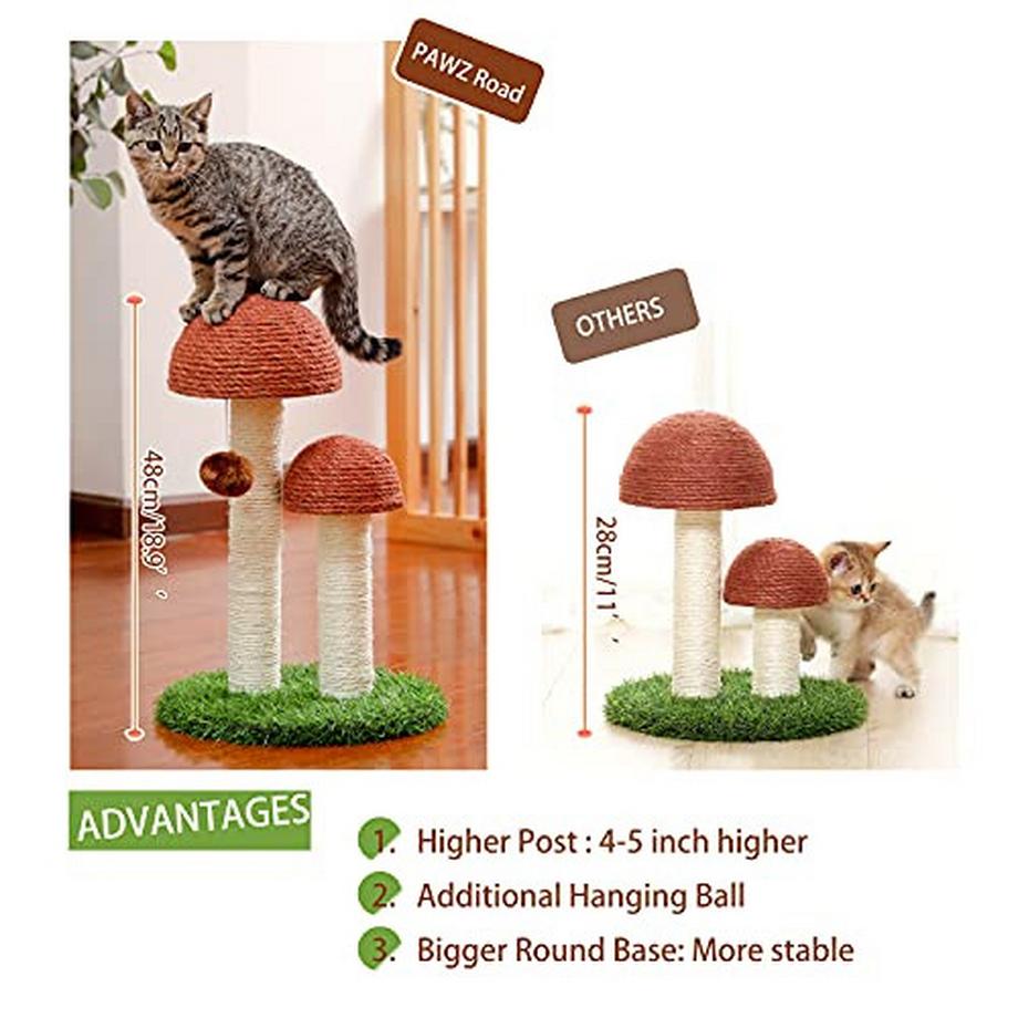 Alopini  Arbre à chat pour chat, arbre à chat en forme de champignon pour chatons et petits chats, corde en sisal naturel pour satisfaire l'instinct des griffes des chats 