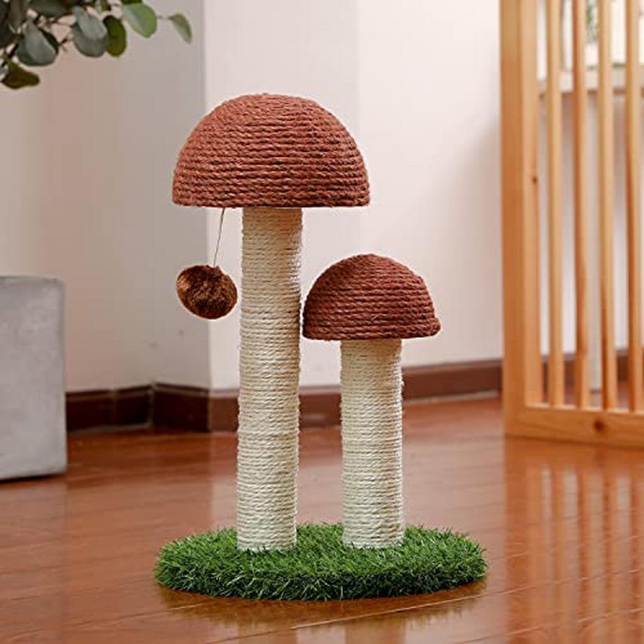 Alopini  Arbre à chat pour chat, arbre à chat en forme de champignon pour chatons et petits chats, corde en sisal naturel pour satisfaire l'instinct des griffes des chats 