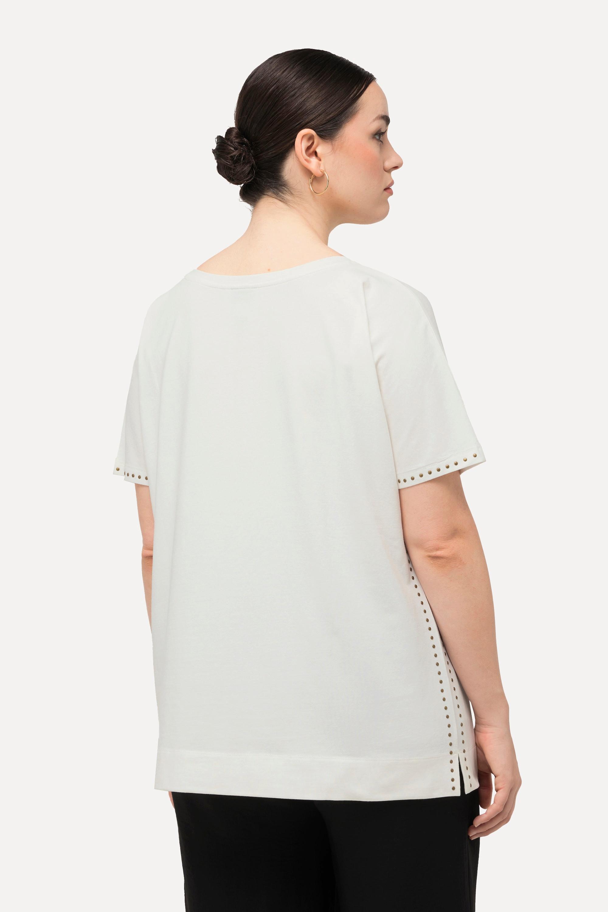 Ulla Popken  T-Shirt, Ziernieten, Oversized, Rundhals, Halbarm 