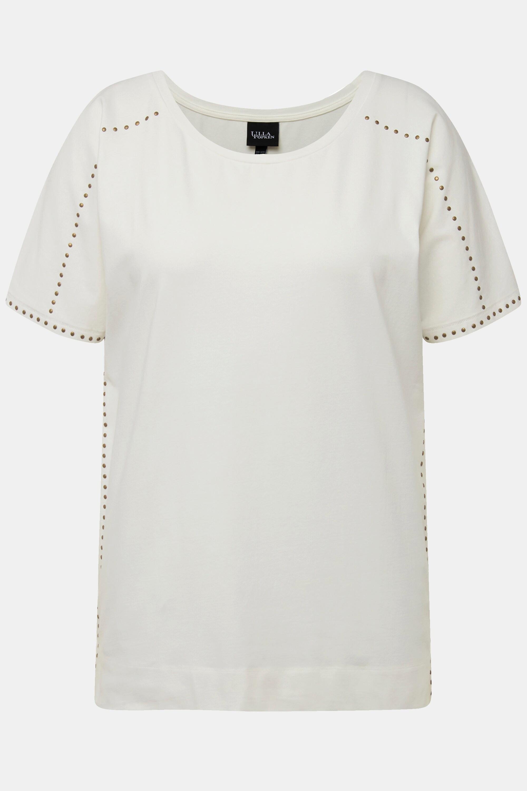 Ulla Popken  T-Shirt, Ziernieten, Oversized, Rundhals, Halbarm 