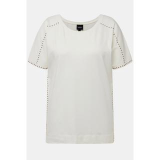 Ulla Popken  T-Shirt, Ziernieten, Oversized, Rundhals, Halbarm 