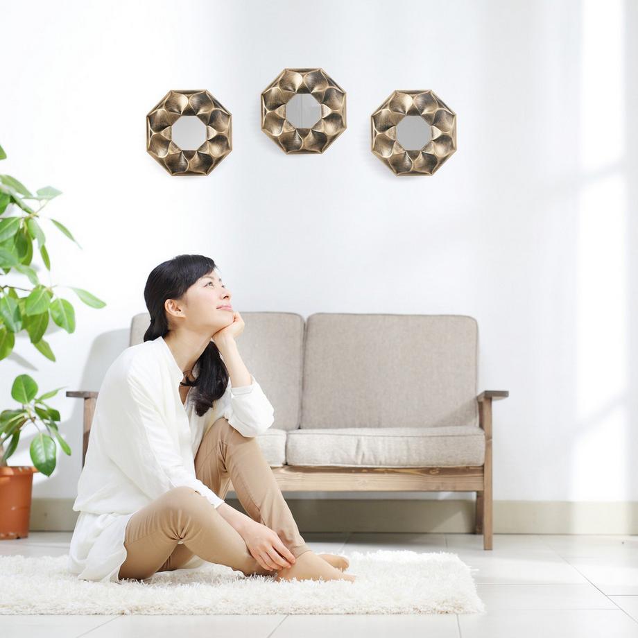 Northix Achteckiges Blumen-Wandspiegel-Set  