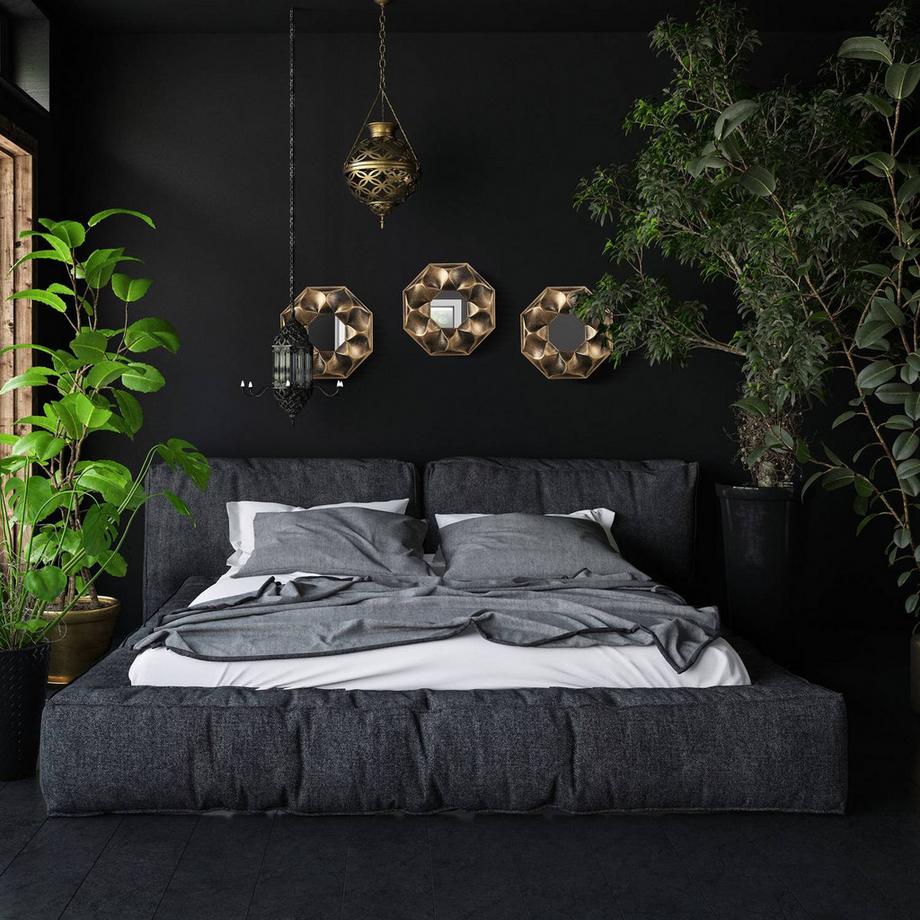 Northix Achteckiges Blumen-Wandspiegel-Set  