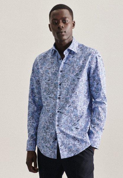Image of Business Hemd Slim Fit Langarm Druck Herren Hellblau 39