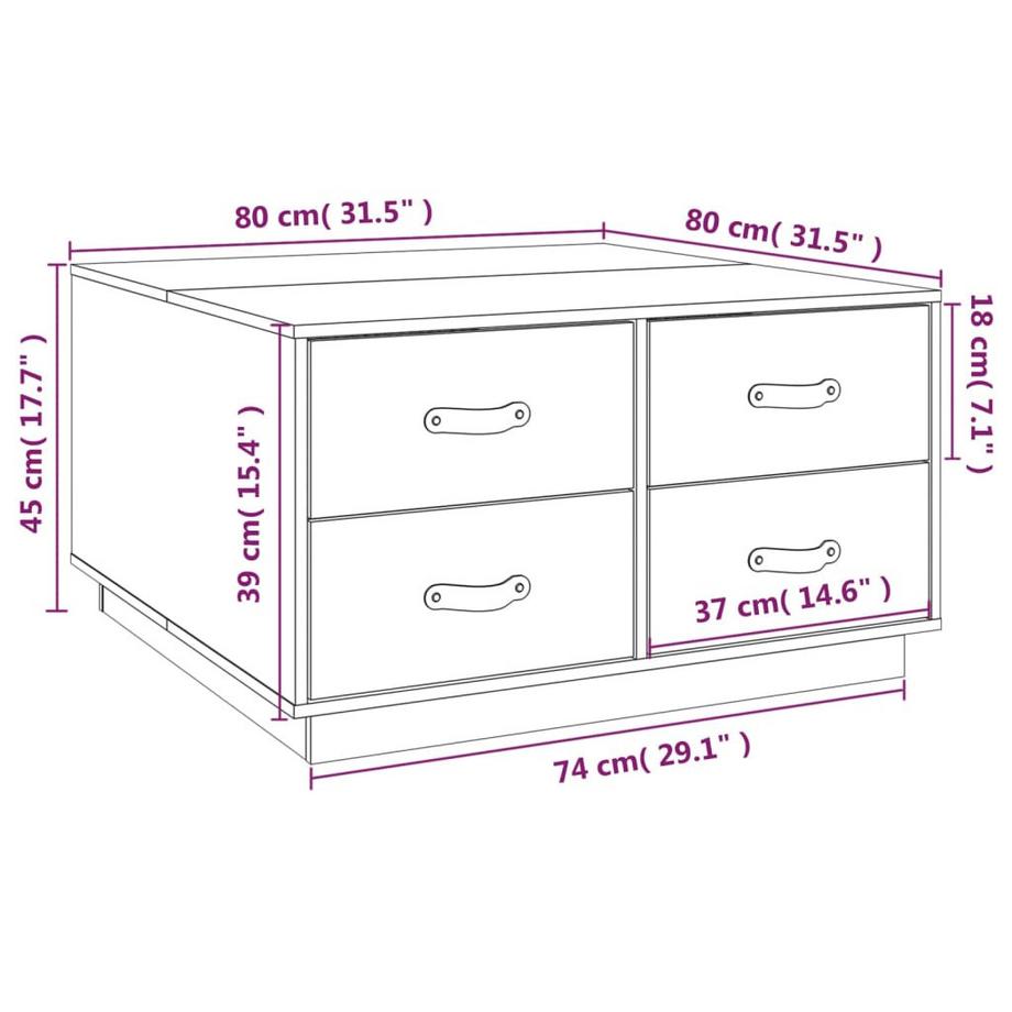 VidaXL Couchtisch kiefernholz  