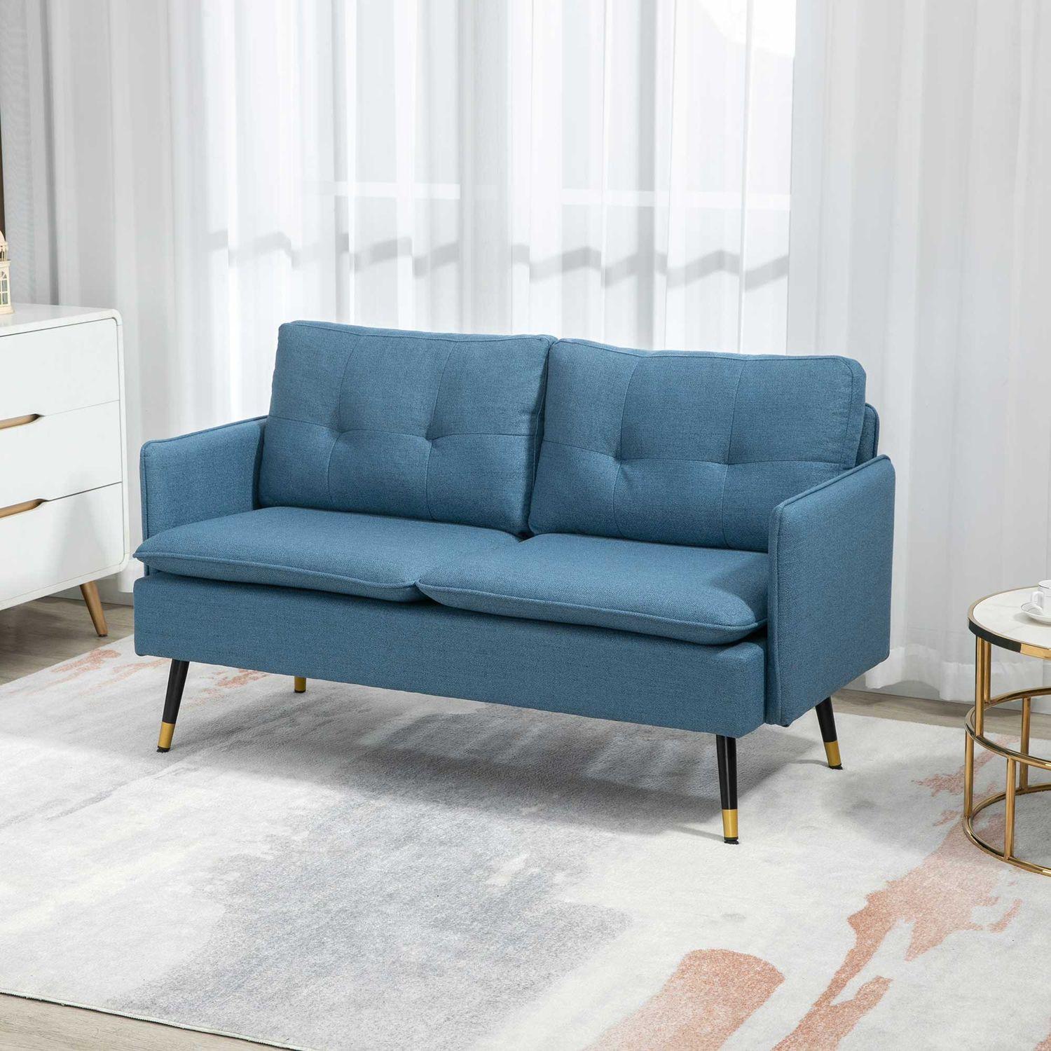 Northio 2 Sitzer Sofa, Couch mit Dickem Kissen, Polstersofa mit Stahlbeine, Modernes Doppelsofa für Wohnzimmer, Schlafzimmer, Dunkelblau  