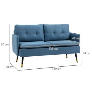 Northio 2 Sitzer Sofa, Couch mit Dickem Kissen, Polstersofa mit Stahlbeine, Modernes Doppelsofa für Wohnzimmer, Schlafzimmer, Dunkelblau  