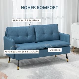 Northio 2 Sitzer Sofa, Couch mit Dickem Kissen, Polstersofa mit Stahlbeine, Modernes Doppelsofa für Wohnzimmer, Schlafzimmer, Dunkelblau  