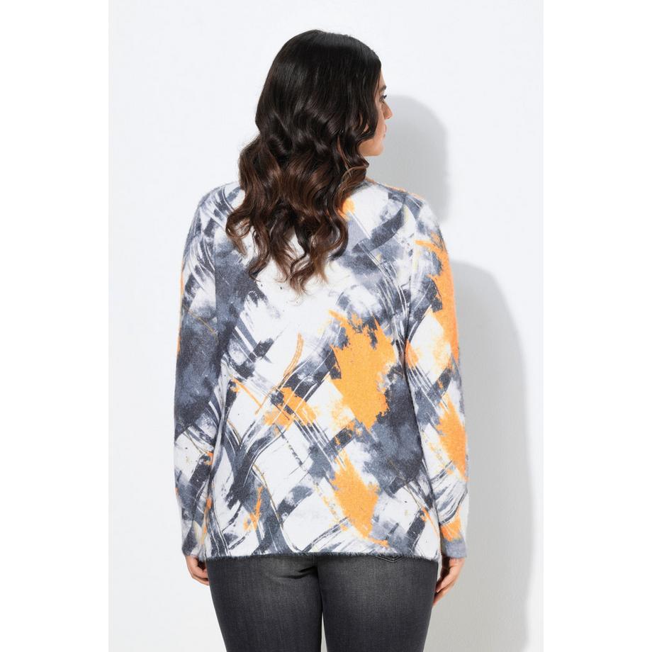 Ulla Popken Karo Stehkragen Langarm Pullover  