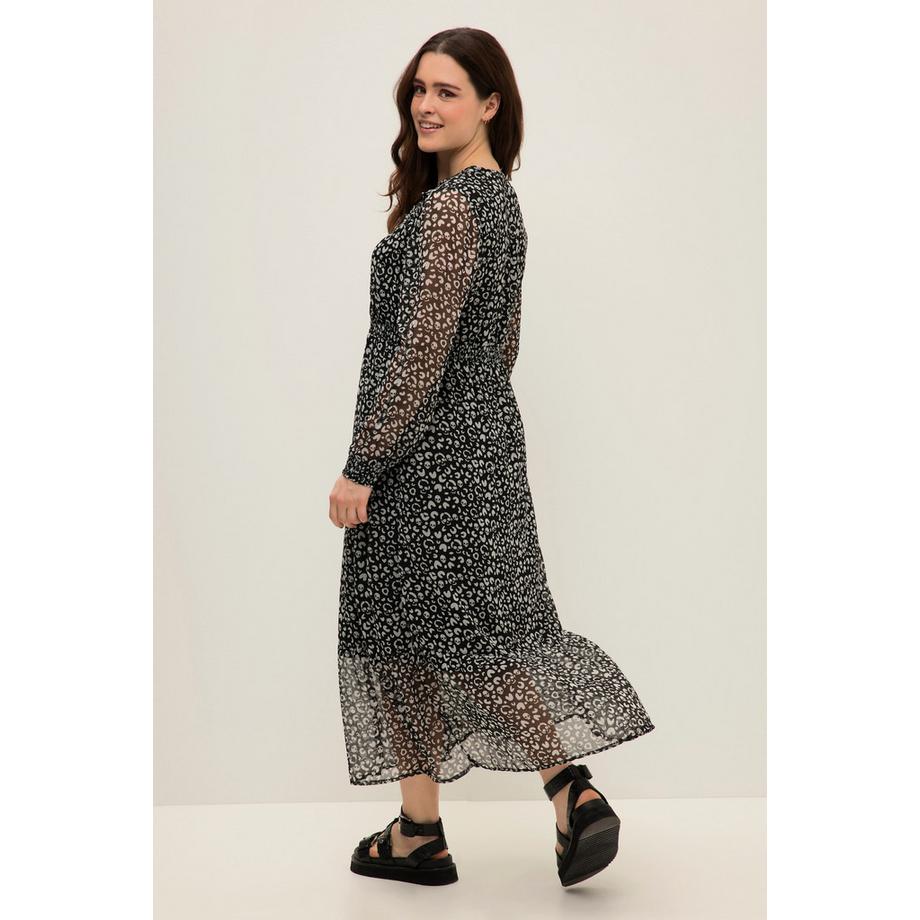 Studio Untold Abito Maxi Linea A Stampa Teschio Scollo a V Maniche Lunghe  