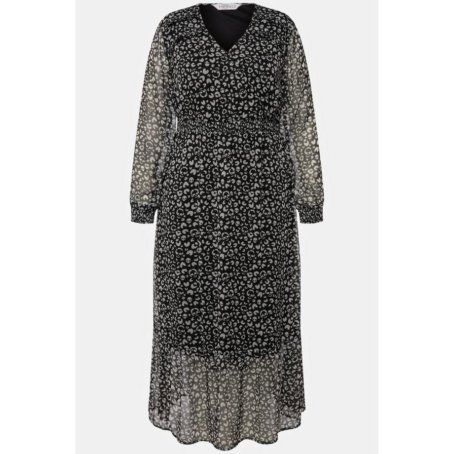 Studio Untold Abito Maxi Linea A Stampa Teschio Scollo a V Maniche Lunghe  