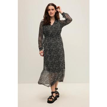 Robe maxi avec encolure en V et manches longues. Ligne en A et imprimé tête de mort.