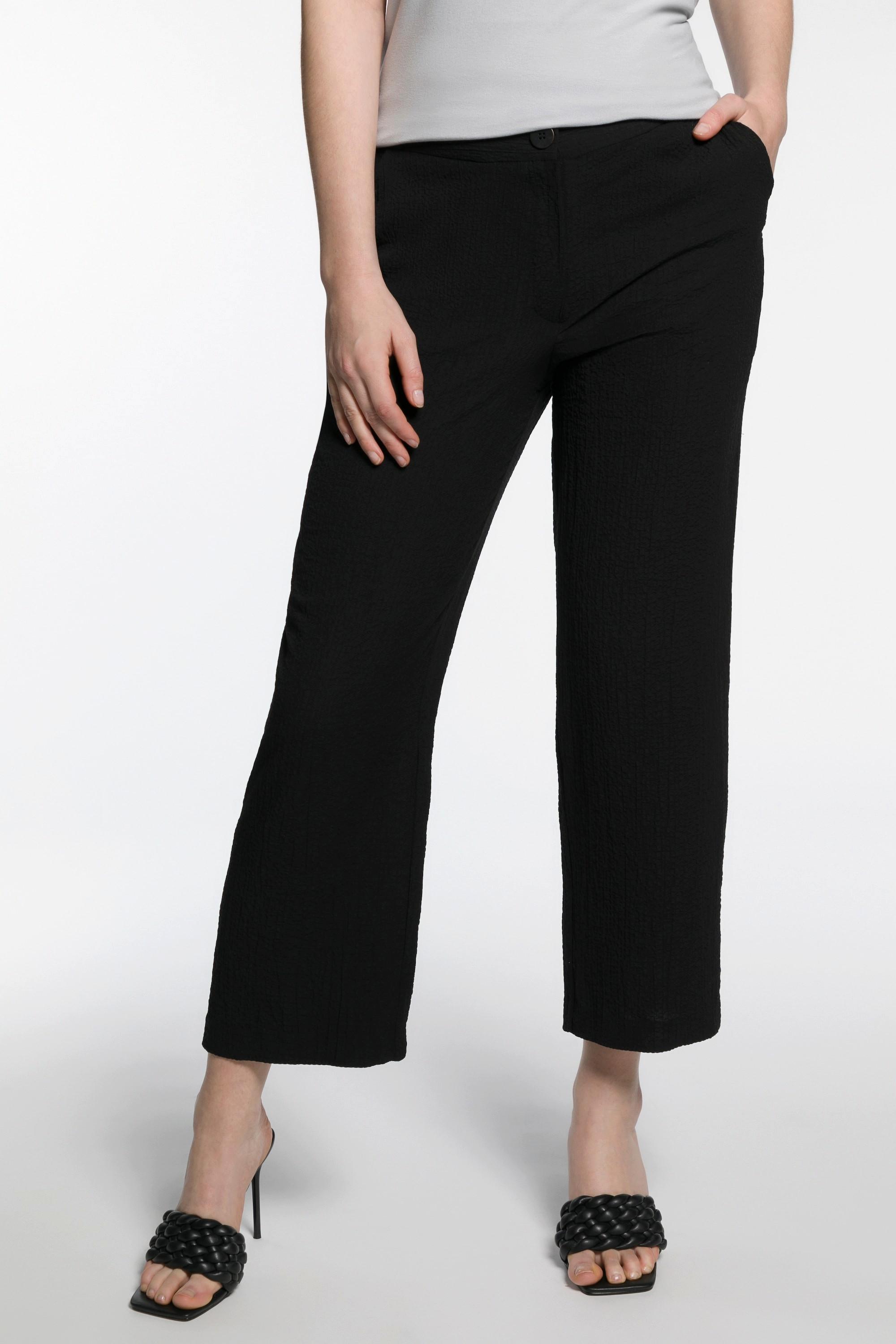 Ulla Popken  Pantalon Marlène 7/8, texture, jambe large, ceinture 