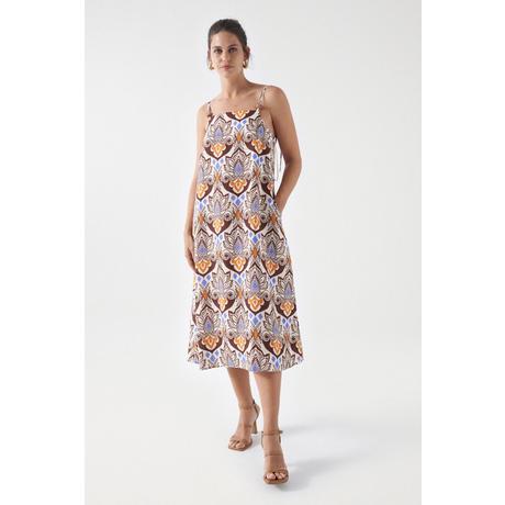 Salsa  Kleider Printed Linen Midi Dress 