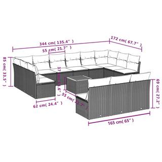 VidaXL Ensemble de canapés de jardin rotin synthétique  