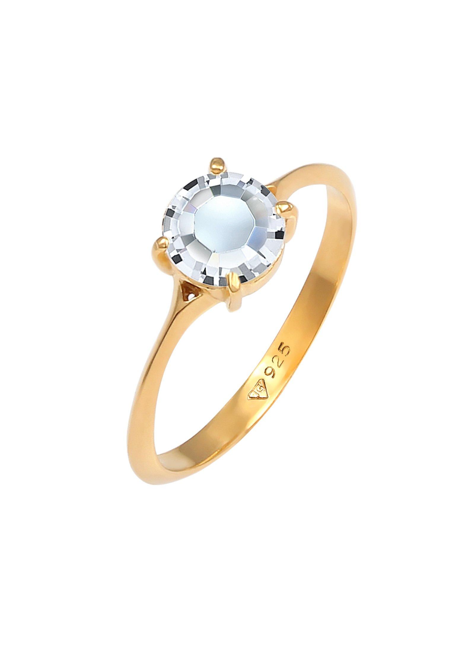 Image of Ring Verlobung Kristall Damen Gold 56mm