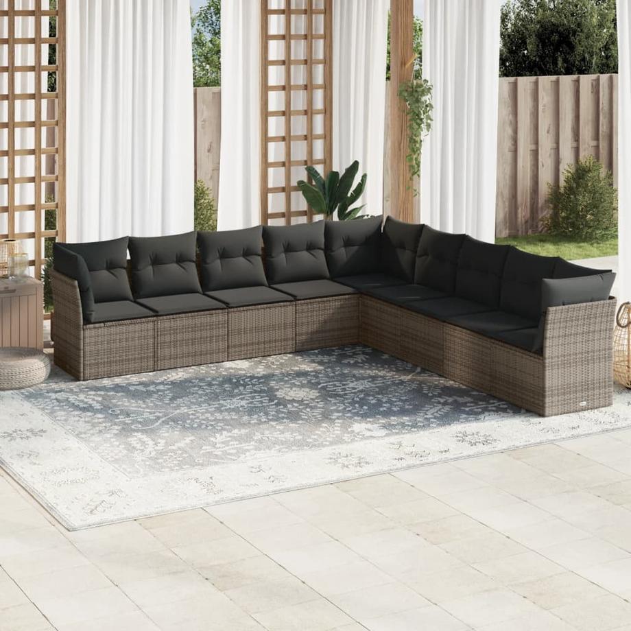 VidaXL set divano da giardino Polirattan  