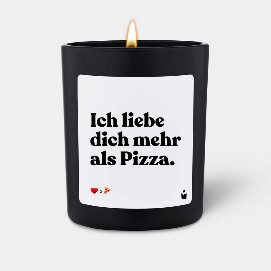 Duftkerze Woody Ich liebe dich mehr als Pizza.