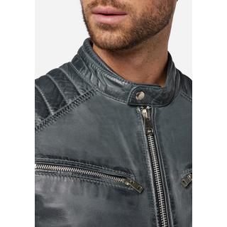 RICANO  Giacca in pelle da uomo Cooper - stile biker con collo alto 