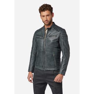 RICANO  Giacca in pelle da uomo Cooper - stile biker con collo alto 