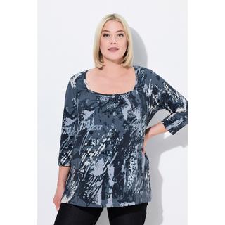 Ulla Popken  Shirt, A-Linie, Zierfalten, Carree-Ausschnitt, 3/4-Arm 