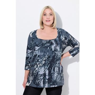 Shirt, A-Linie, Zierfalten, Carree-Ausschnitt, 3/4-Arm