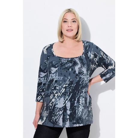 Ulla Popken  Shirt, A-Linie, Zierfalten, Carree-Ausschnitt, 3/4-Arm 