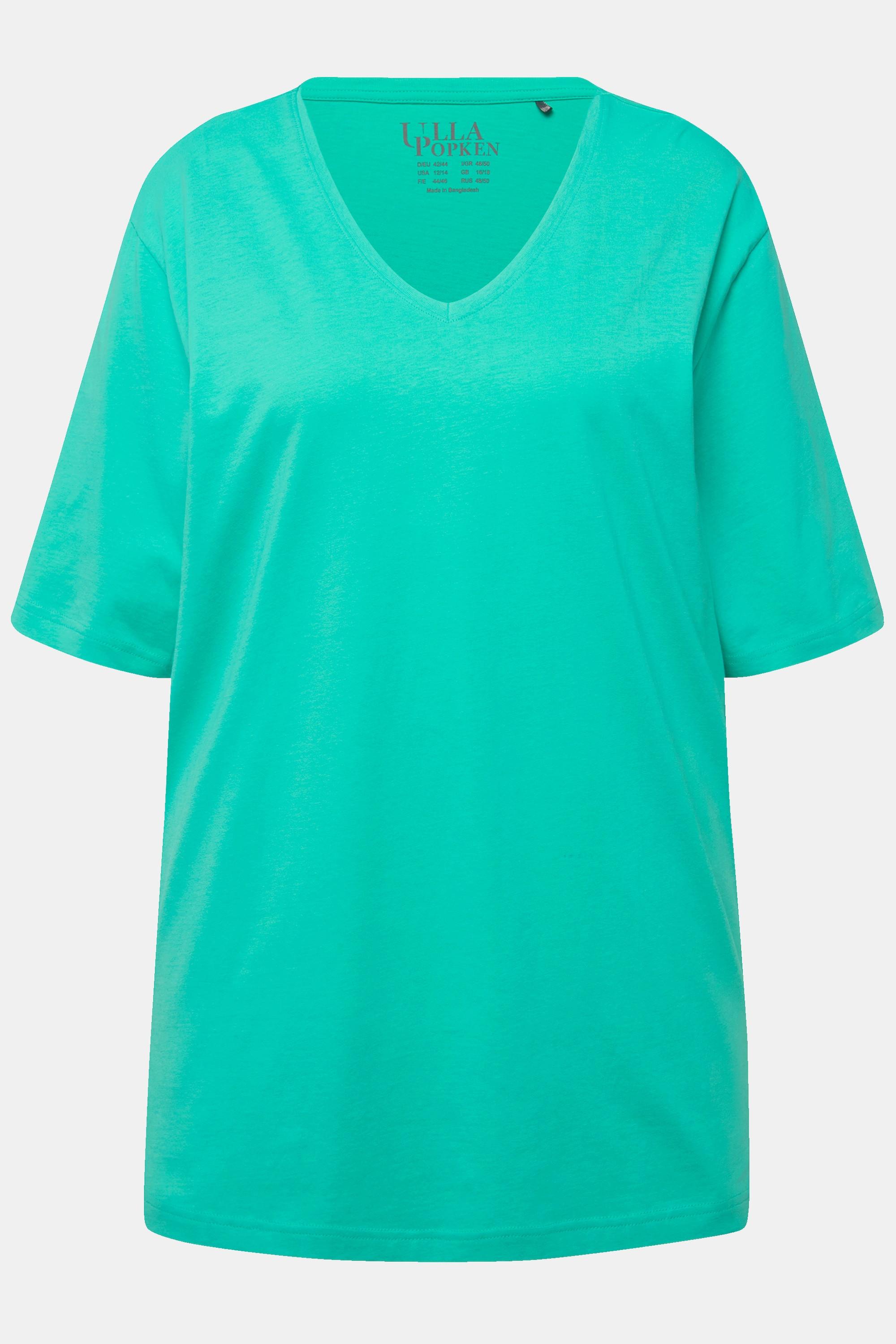 Ulla Popken  T-shirt dalle linee morbide con scollo a V e mezze maniche 