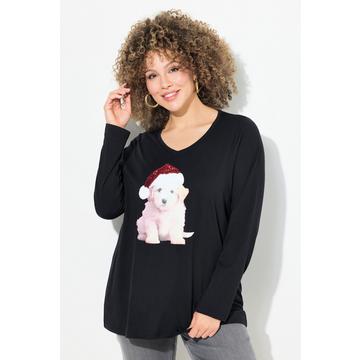 Weihnachtsshirt, Welpe, A-Linie, V-Ausschnitt, Langarm