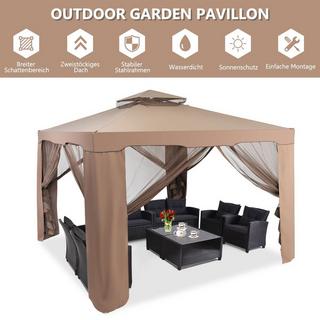 Northix Padiglione da giardino tenda da campeggio tenda da campeggio con 4 pareti laterali 300 x 300 x 265 cm marrone  