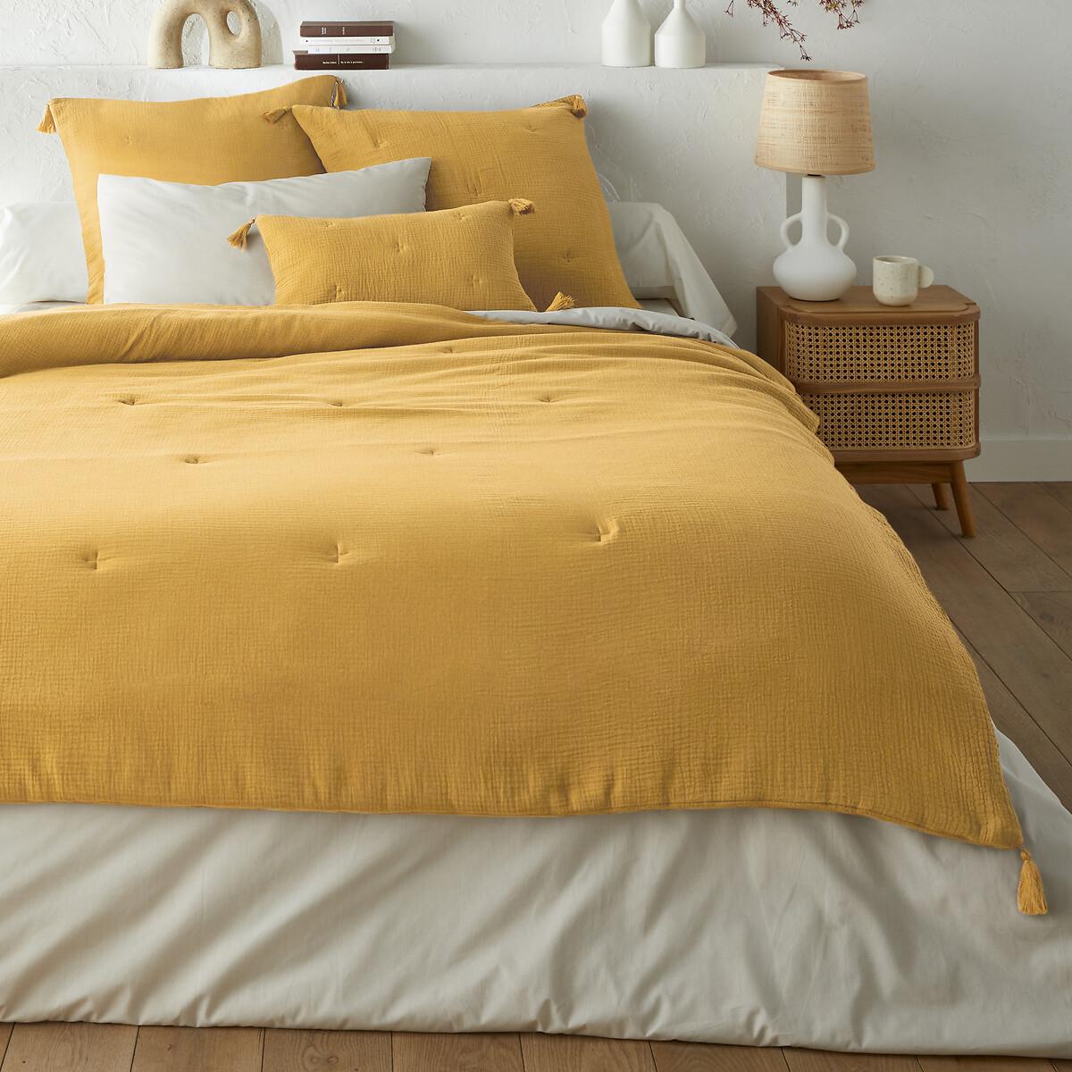 Image of Tagesdecke Kumla Aus Gestepptem Baumwollmusselin Unisex Gelb 90X190CM