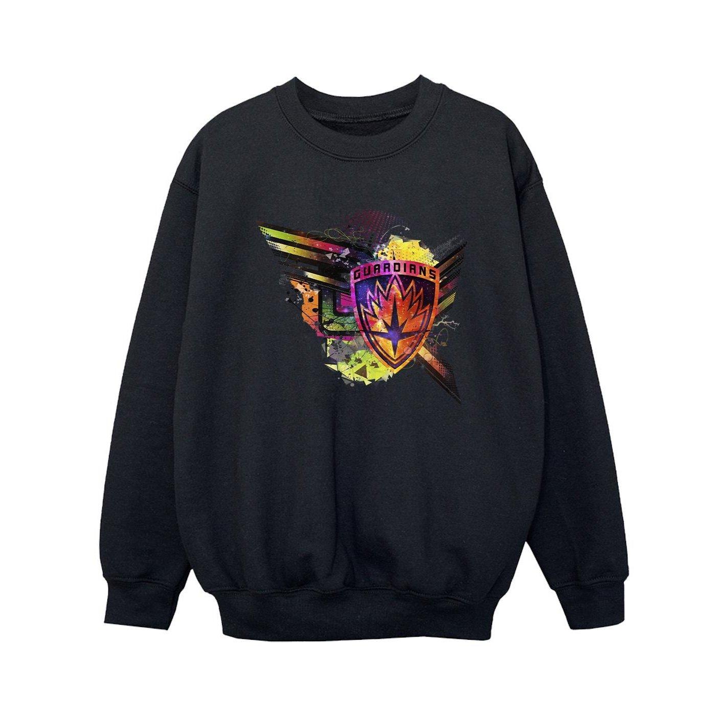 Image of Guardians Of The Galaxy Abstract Shield Chest Sweatshirt Unisex Schwarz 152-158