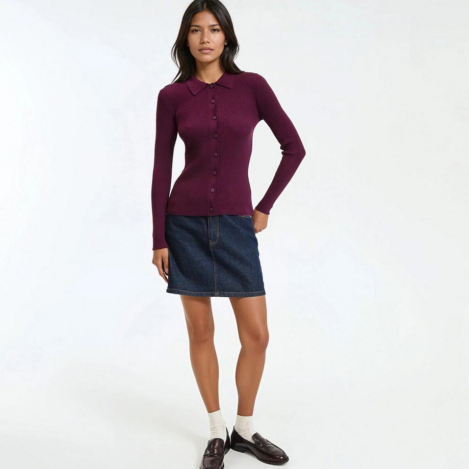 La Redoute Collections Feinstrickcardigan mit Kragen und Knopfverschluss  