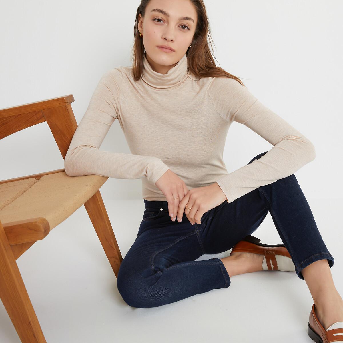 Image of Rollkragenshirt Mit Langen Ärmeln Damen Beige M