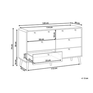 Beliani Cassettiera 6 cassetti en Fibra a media densità (MDF) Boho MOURA  