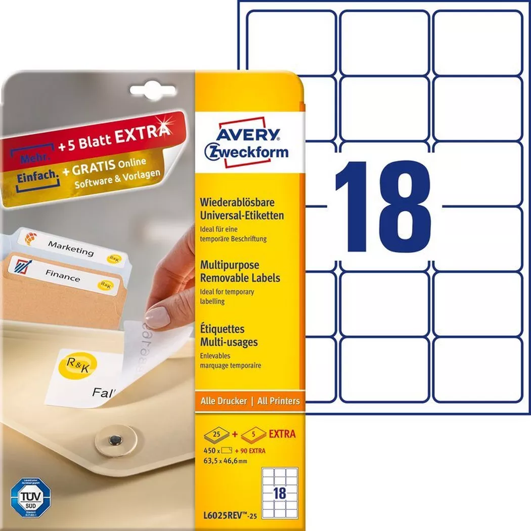 Avery-Zweckform – AVERY ZWECKFORM Etiketten 63,5×46,6mm, 540 Stk., One Size, Weiss