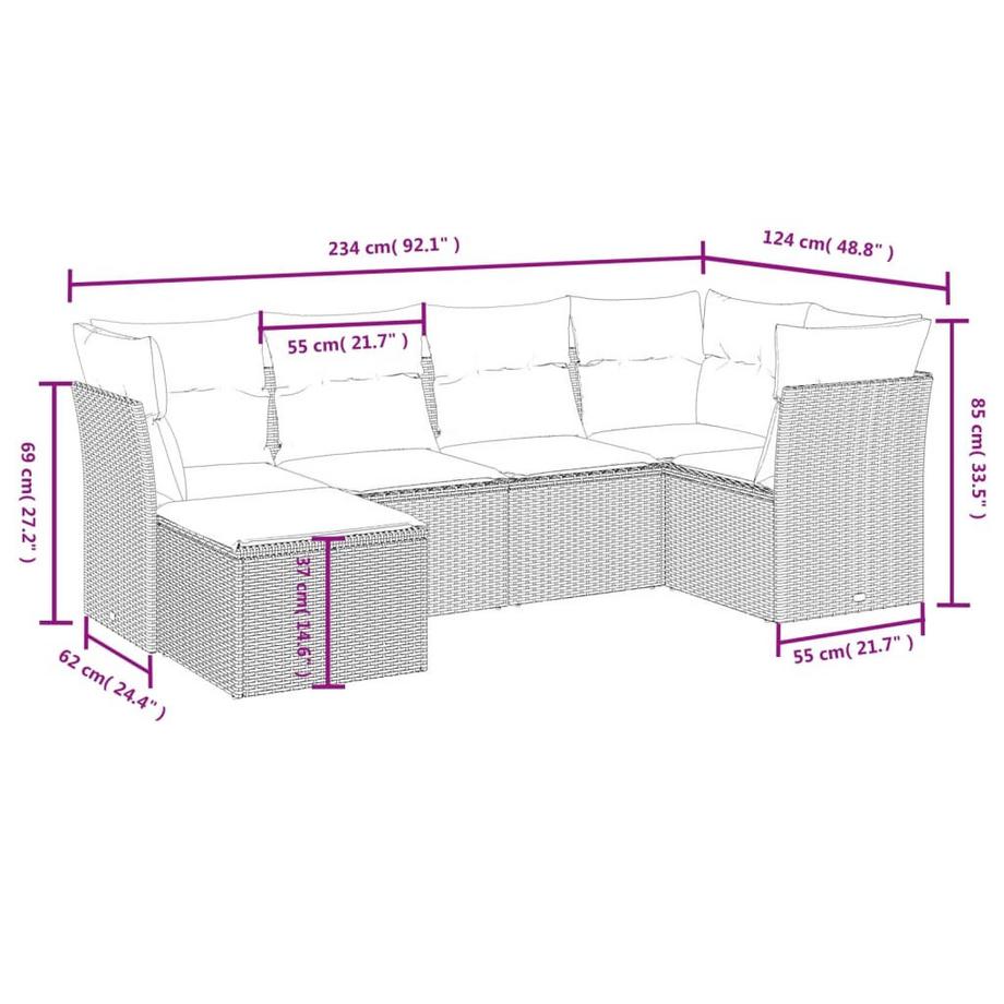 VidaXL set divano da giardino Polirattan  