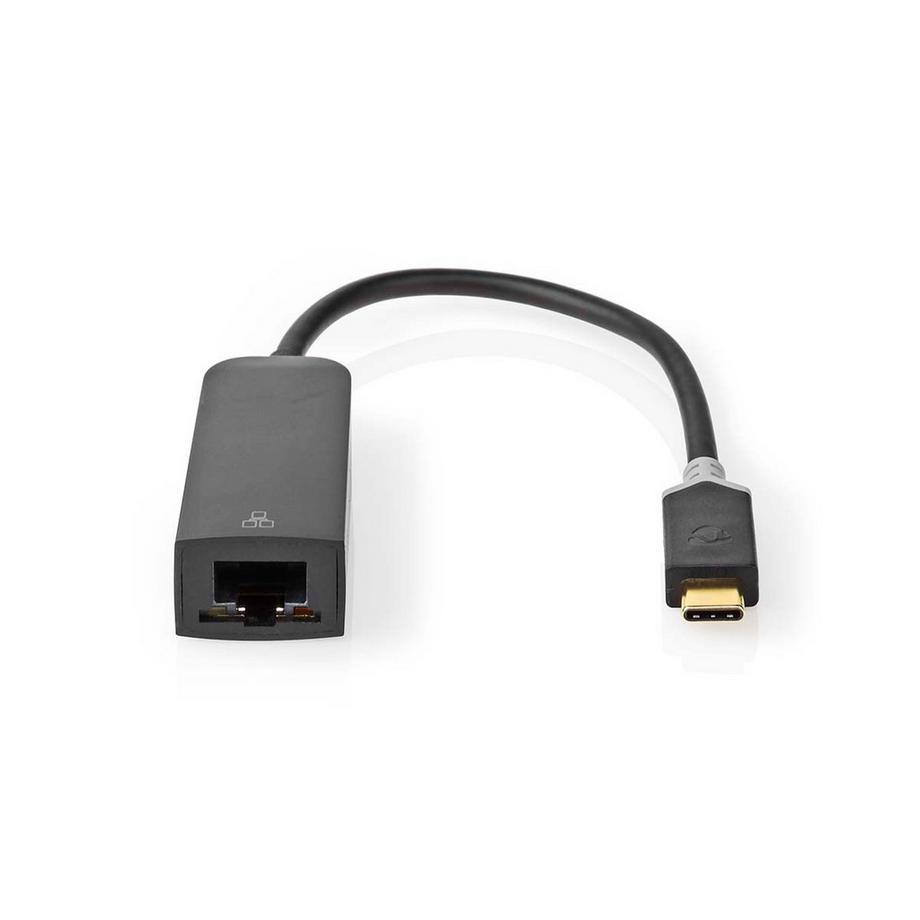 Nedis  Carte réseau USB | USB 3.2 Gen 1 | 1000 Mbps | USB-C™ mâle | RJ45 femelle | 0,20 m | Rond | Plaqué or | Cuivre teinté | Anthracite | Boîte 